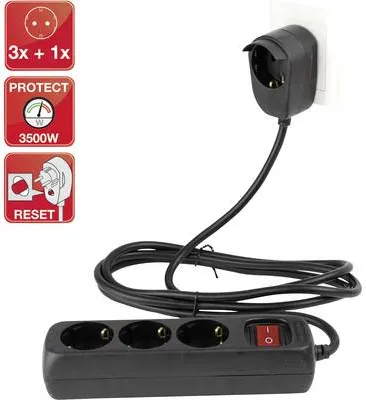 Obrázok produktu pre REV 0012392514 Steckdosenleiste mit Schalter 3fach Schwarz Schutzkontakt (0012392514)
