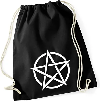 Produktbild von Huuraa Turnbeutel Pentagramm Drudenfuß 12 Liter Black Baumwolle Rucksack Geschenkidee