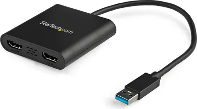 Image de StarTech.com Adaptateur USB 3.0 vers double HDMI - 4K 30Hz - Carte vidéo et graphique externe - Adaptateur d'affichage double écran - Supports Windows (USB32HD2)