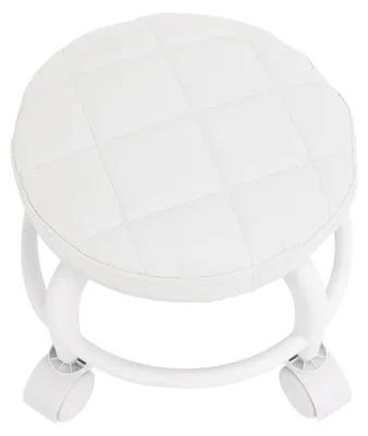 Image de Tabouret bas avec assise en similicuirPolyuréthane- Tabouret pivotant, blanc