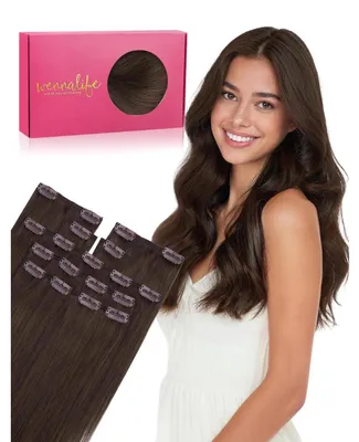 Produktbild von Clip in Extensions Echthaar 85g 7tlg. 30cm #4 Schokoladenbraun Remy Hair