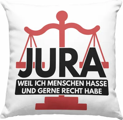 Produktbild von Trendation - Jura Deko-Kissen mit Füllung 40x40 Geschenk Spruch Jurist Geschenkidee Anwalt Jura-Studium Lustige Sprüche Weil Ich Menschen Hasse (Grau)