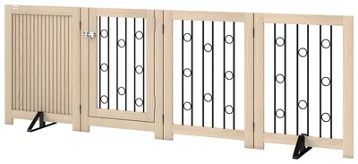 Productafbeelding van PawHut Afsluitbaar hek voor honden, vrijstaand, inklapbaar, afmetingen (hoogte x breedte): 70 x 205 cm