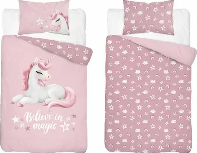 Produktbild von Bettwäsche, Kinderbettwäsche, Baumwolle 90x120 5517b Einhorn