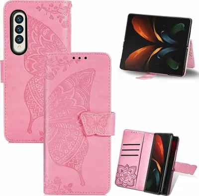 Produktbild von König Design Hülle kompatibel mit Samsung Galaxy Z Fold3 5G Kunstleder Handyhülle - Handy Case Rosa