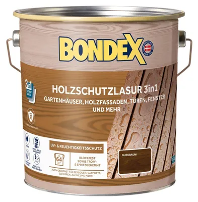 Produktbild von Bondex Holzschutzlasur 3in1 4 L nussbaum