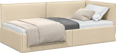 Obrázek produktu pro vidaXL Rohový rám postele s čelem krémový 80 x 200 cm látka