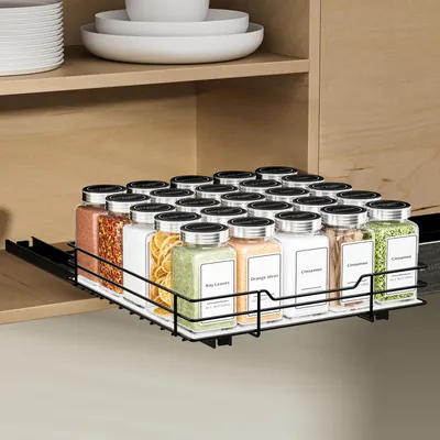 Produktbild von Ausziehbares Gewürzregal für den Schrank, schwarz