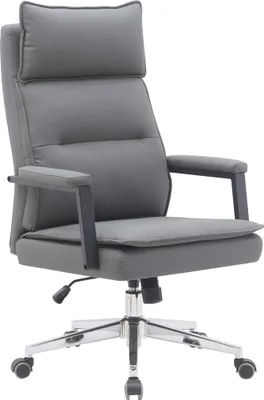 Zdjęcie produktu dla Krzesło biurowe Casa Dolce WILFRED, szare, 69x71x109-117 cm, obrotowe i z regulacją wysokości, imitacja skóry