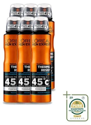 Zdjęcie produktu dla 6 sztuk dezodorantu w sprayu L'Oréal Men Expert Deo Spray Thermic Resist - 150 ml - zestaw ekonomiczny