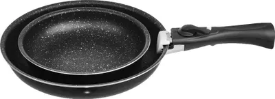 Image de Casseroles, revêtement en granit anti-adhésif, poignée amovible, noir