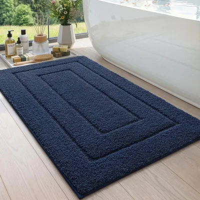 Obrázek produktu pro Protiskuzná podložka do koupelny, mikrovlákno, tmavě modrá, 60 x 110 cm