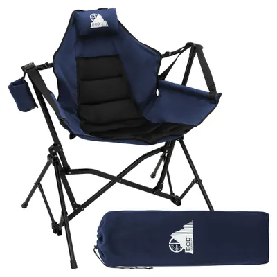 Produktbild von ECD Germany Campingstuhl faltbar Schaukelstuhl bis 150 kg Angelstuhl, Klappstuhl mit verstellbarer Rückenlehne & Stahlgestell, Faltstuhl Outdoor, Blau