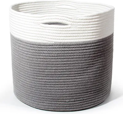 Image de SYLANDO Panier à linge en coton avec poignées Panier de rangement gris