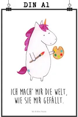 Produktbild von Mr. & Mrs. Panda Bild Einhorn Künstler DIN A1 - Weiß - Geschenk, Unicorn, Wanddekoration, Englisch, Wandbild, drucke, Malen, Plakat, Welt, Farbe, wanddeko