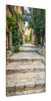 Produktbild von Wallario selbstklebende Duschrückwand 90 x 200 cm mit Motiv Alte steinerne Gasse in Südfrankreich - Wandverkleidung mit Hochglanzlaminat in Glasoptik