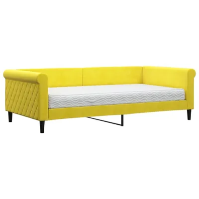 Image de vidaXL Lit de jour avec matelas jaune 100x200 cm velours