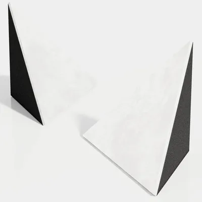 Imagen del producto de Conjunto de 6 paneles absorbentes de graves para techos, fabricados en tejido de terciopelo "tri-CINEMATIC-bt", con kit de montaje. Solución acústica decorativa. Absorción de sonido. [TRI-TRAP | Blanco]