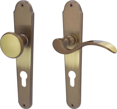Produktbild von Südmetall Türgriff-Garnitur Langschild Panda PZ Messing brüniert Drücker rechts bronze 225 x 45 mm