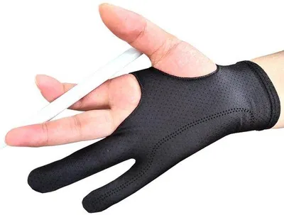Produktbild von Famanu Zeichenhandschuh mit zwei Fingern für Grafiktabletts und Zeichenbretter - Schwarz