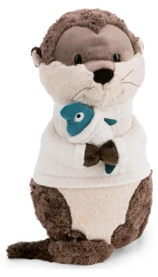 Plüsch-Otter mit Fisch, 40 cm, kuscheliges Kissen
