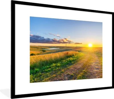 Produktbild von MuchoWow® Gerahmtes Poster Sonne - Natur - Landschaft 80x60 cm - Poster mit Schwarzem Bilderrahmen Wandposter Rahmen Foto Bilder - Schlafzimmer-Dekorationen - Fotoposter