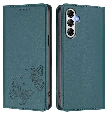 Image de Étui en cuir pour Samsung Galaxy A34 5G, motif papillon, étui à rabat avec porte-monnaie et support, vert