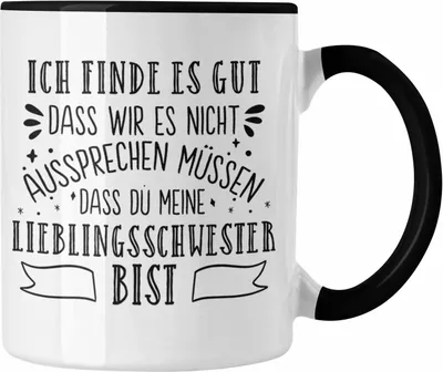 Produktbild von Trendation - Lieblingsschwester Tasse Geschenk für Schwester Spruch Schwester Kaffeetasse Geschenkidee Sprüche (Schwarz)