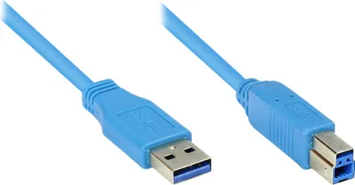 Produktbild von Anschlusskabel USB 3.0 Stecker A an Stecker B, blau, 2m, Good Connections®