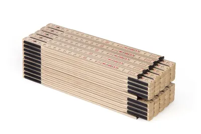 Produktbild von Zollstock Metrie Perfekt 10 - 2m Weissbuche natur Beschläge schwarz 10 stück