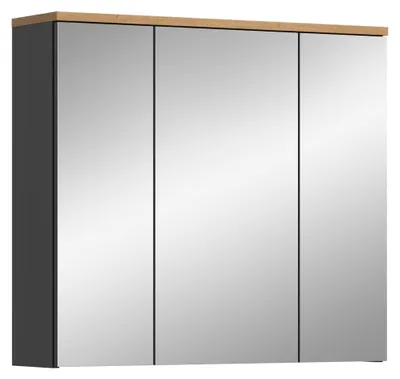 Spiegelschrank 3-türig, 6 Böden, 9 Fächer, 80x73x21 cm