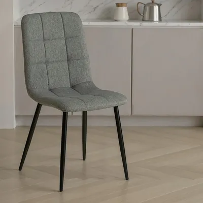 Produktbild von Homestyle4u Esszimmerstuhl Polsterstuhl Essstuhl Küchenstuhl Metall Leinen Grau