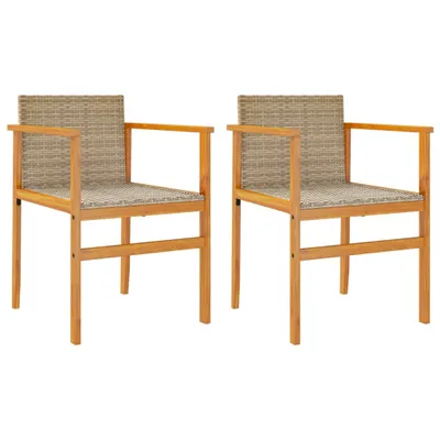 Produktbild von Gartenstühle 2 Stk. Beige Poly Rattan und Massivholz