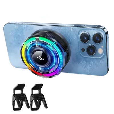 Produktbild von 2-in-1 Smartphone Kühlgerät, magnetisch&Clip,AI Temperatursteuerung,RGB-Lichteffekte,digitale Anzeige,ultraleise,schnell kühlend, für iOS&Android