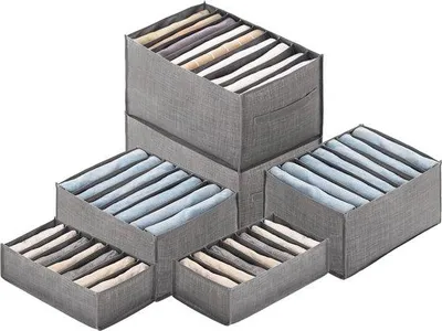 Produktbild von 6-teilig Kleidungschrank-Organizer für Kleidung, Kleidungschrank-Lade-Organizer, Aufbewahrungs-System, Kleidungsopbergbox für Socken, Unterwäsche, Strümpfe