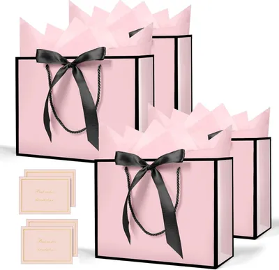 Produktbild von Geschenktüten 4 Stück, rosa-schwarze Farbe, für Partys