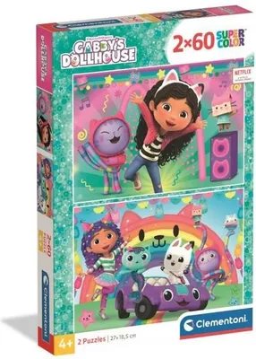 Image de Puzzle Gabby et la Maison Magique, 2 x 60 Pièces, 27 x 18 cm, Dès 3 Ans