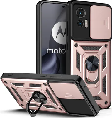Produktbild von Motorola Edge 30 Neo Hülle mit Ring Ständer Halter Dia Kameraschutz TPU PC Schutzhülle für Motorola Edge 30 Neo Roségold