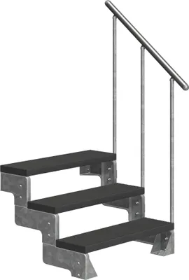 Produktbild von Dolle Außentreppe Gardentop 54-66cm Geschosshöhe mit Trimax anthrazit 80cm breit mit Geländer