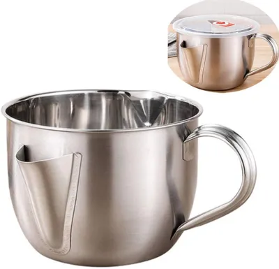 Produktbild von Fetttrenner für Soßen Sauciere Edelstahl Fetttrennkanne Soßenkanne Kanne Fettkanne Mehrzweck Fettabscheider Öl Suppe Sieb Ölfilter 1 Liter, 1000 ML