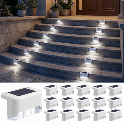 Solar-Treppenleuchten 16er-Set, kaltweiß, LED, IP65, wasserdicht