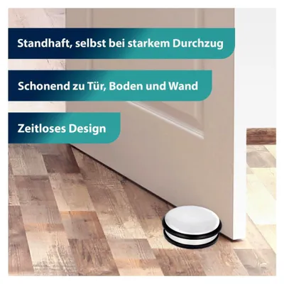 Produktbild von Türstopper aus Edelstahl | Runder Türstopper mit 1,2 kg Eigengewicht | Türschonender Gummiring | Rutschfeste Unterseite | ⌀ 10 cm, Höhe 4 cm | Stabil bei Durchzug