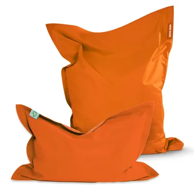 Produktbild von Green Bean® 2er Set SQUARE XXL Sitzsack + BeBi Sitzsack - mit EPS Perlen Füllung & waschbarem, abnehmbarem Bezug für Kinder & Erwachsene - Orange