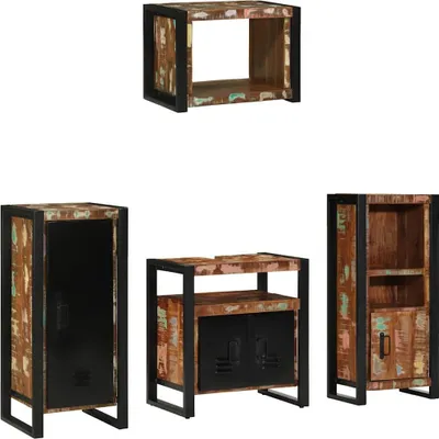 Produktbild von vidaXL Badezimmermöbel-Set 4 Stk. Mehrfarbig und Schwarz
