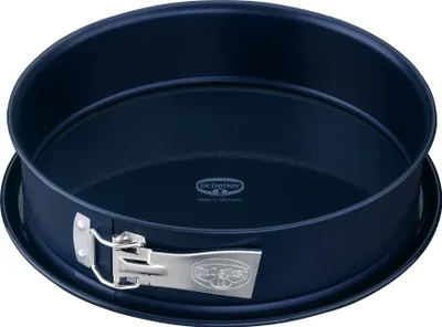 Produktbild von Dr. Oetker Springform Ø 28 cm BACK-LIEBE EMAILLE, Backform mit schnitt- & kratzfestem Flachboden mit Emaille-Versiegelung, runde Kuchenform mit Ring aus Stahlblech (Farbe: Blau)