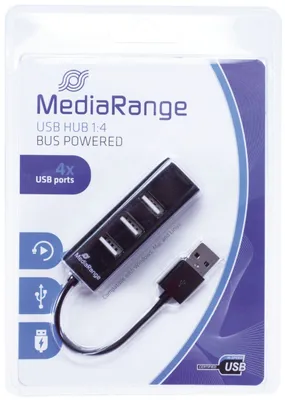 Obrázek produktu pro MediaRange USB-HUB 4-Port USB 2.0 externí černý