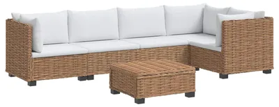 Immagine prodotto di vidaXL Set da salotto in rattan naturale GENDT, 6 pezzi, con cuscini