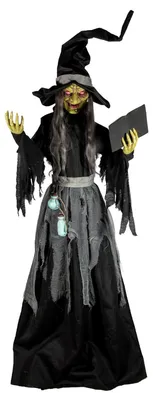 Produktbild von Belladonna Halloween Animatronic 198cm – Sprechende Hexe mit roten Leuchtaugen Bewegung & Sound – Lebensgroße Halloween Deko für Haunted House Fasching Horrorparty