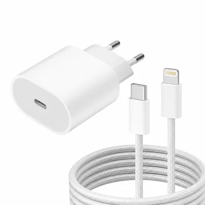 Produktbild von iPhone Lightning Ladegerät 20W Schnellladegerät mit Lightning Kabel – USB-C Lightning Ladeset für iPhone 14 13 12 11 Pro Max X XR XS SE