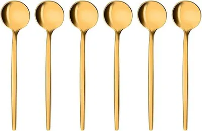 Produktbild von Espressolöffel aus 6 Delzen in Goldfarbenem Edelstahl für Kaffee und Desserts